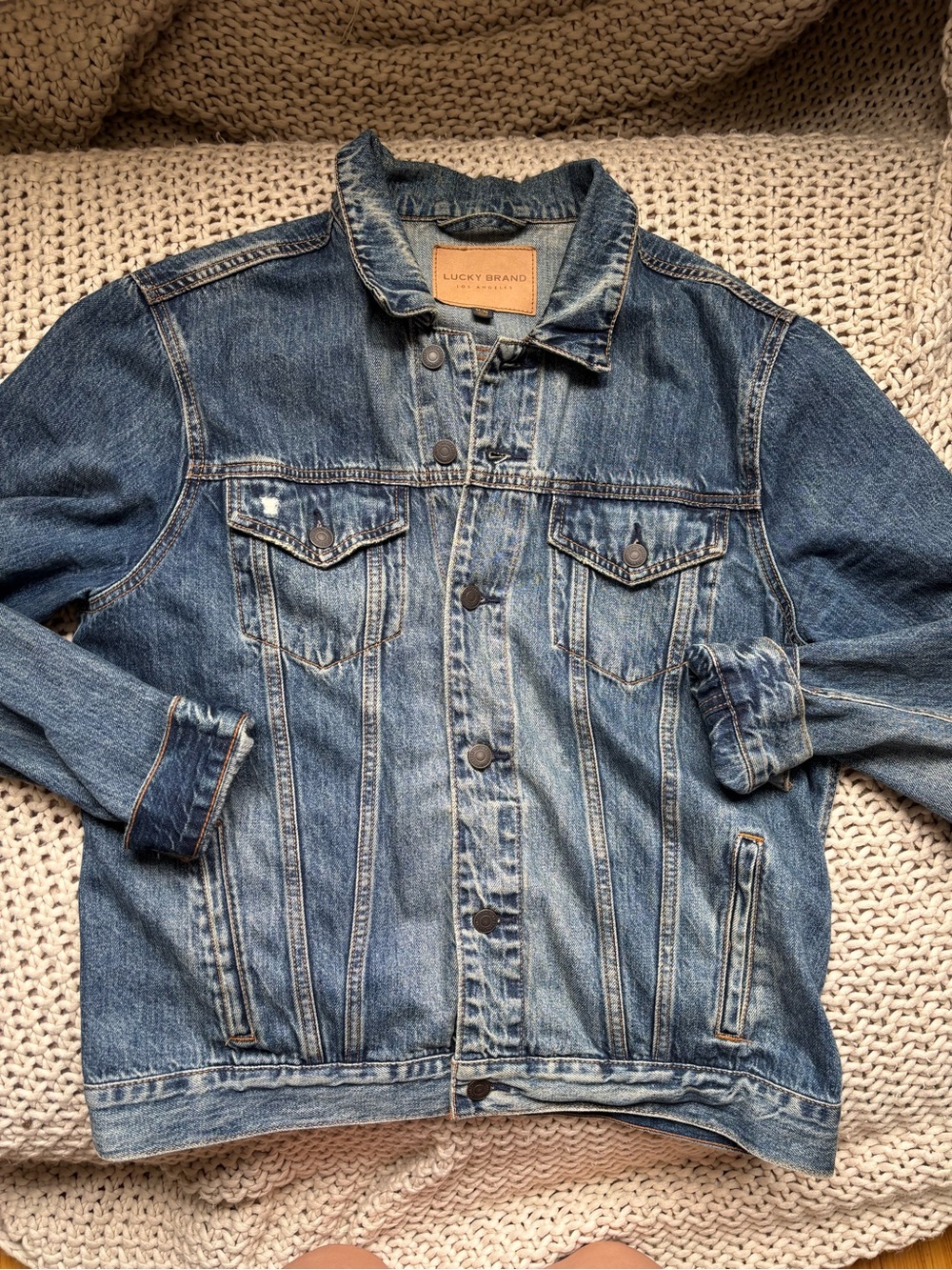 Lucky Brand Oversized Washed Blue Denim Jacket